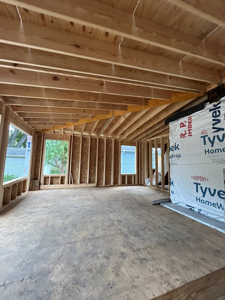 home addition interior framing