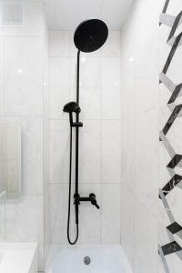 bathroom remodel matte black finish