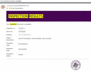 "Real Permit & Inspection Records From Actual Classic Remodeling Projects"