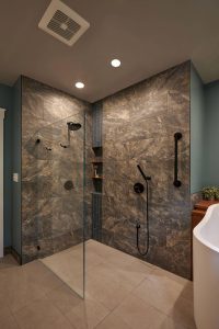 large profile tile walk-in shower