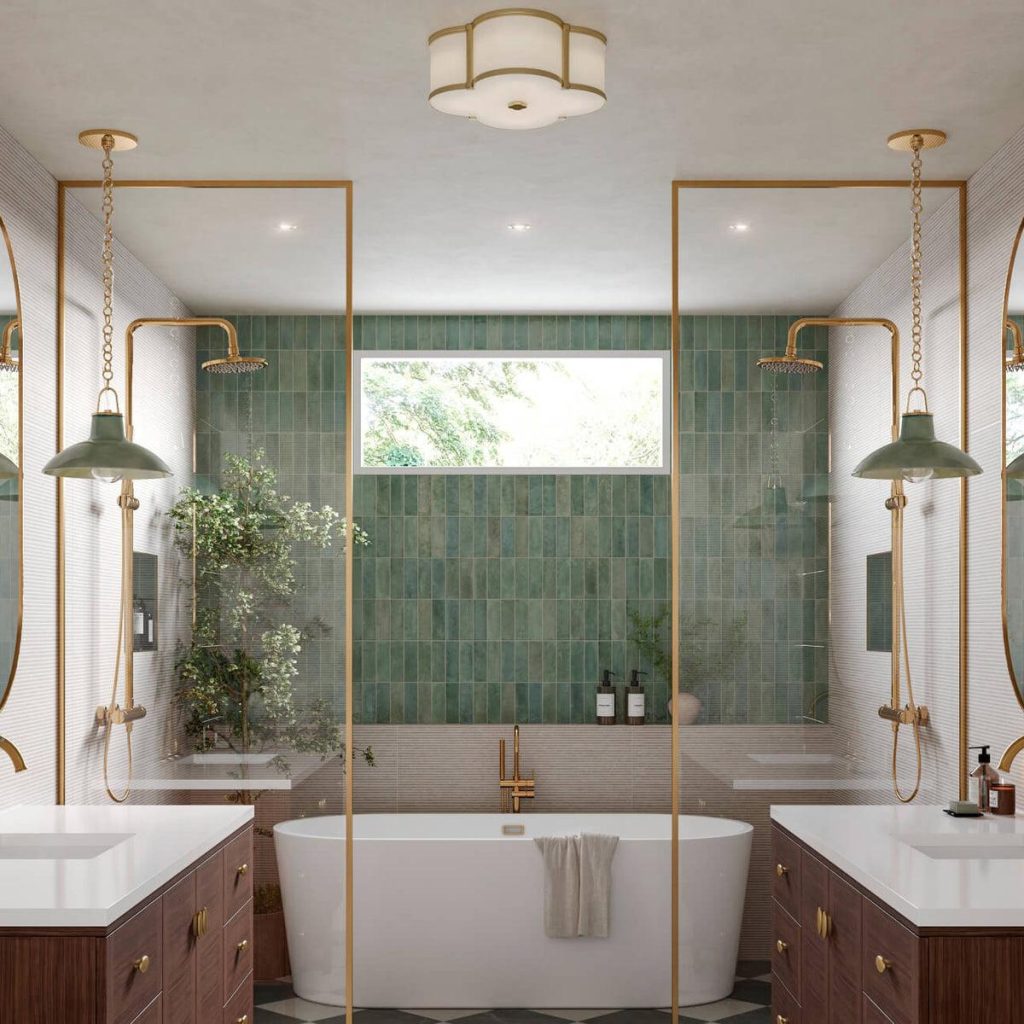 natural stone green bathroom