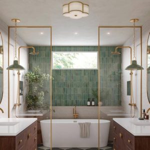 natural stone green bathroom