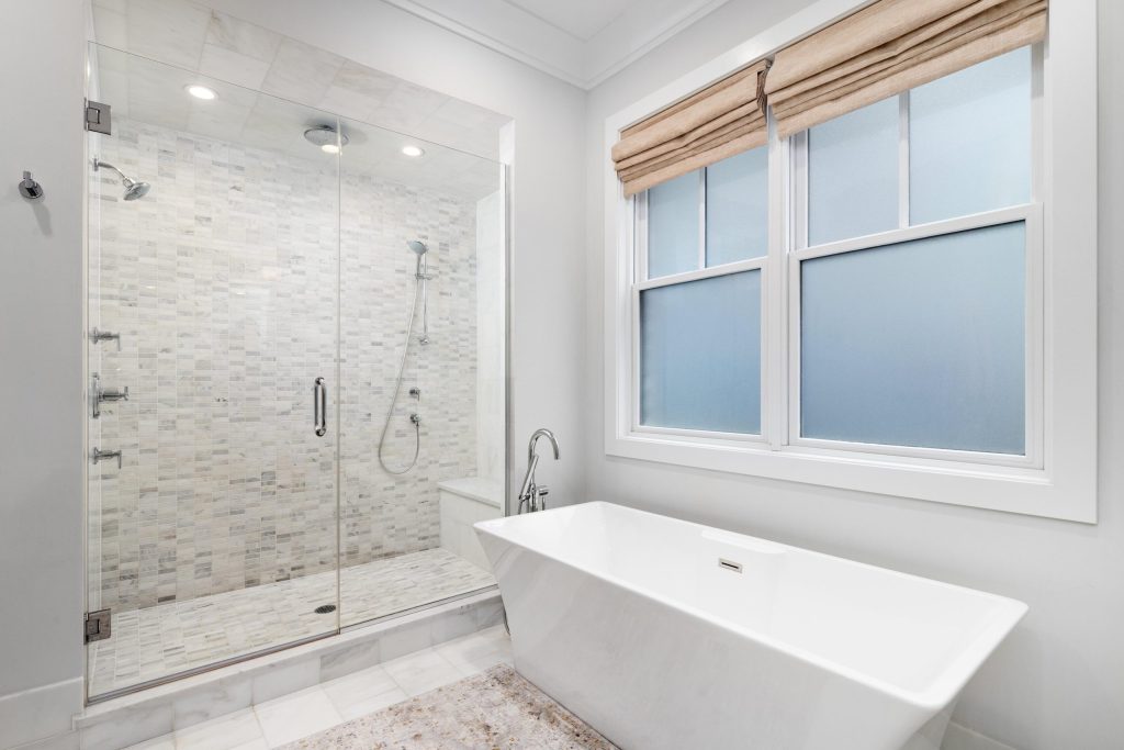 tiled shower bathroom