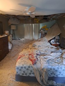 collapsed and sagging ceiling 